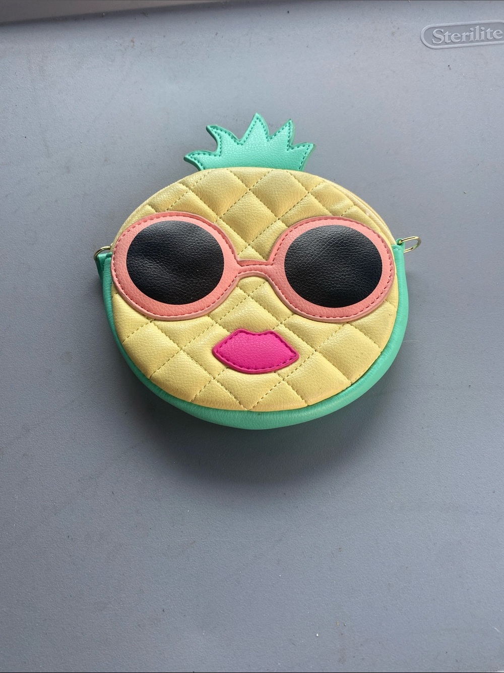 Betsey Johnson Yellow Pineapple Face Crossbody with Mint Trim